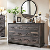 KIARA Farmhouse Rustic 7-Drawer Dresser – Antique Wooden Storage Chest – 54'' Wide Description: