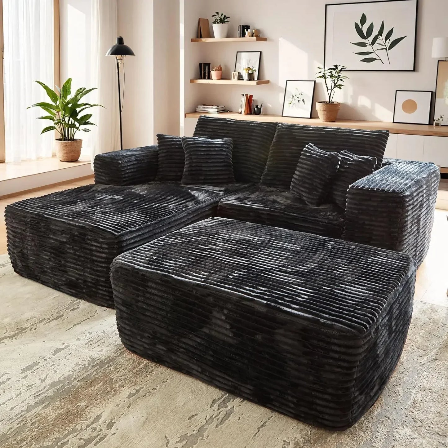 RYLAN Modern Cloud Corduroy Sofa Bed – Deep Seat Plush Sectional Couch | 80"W