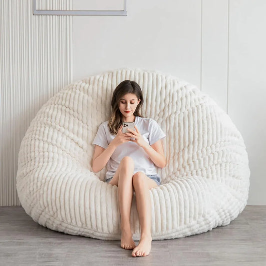 MALLORY CloudNest Faux Fur Convertible Bean Bag Chair Sofa Bed