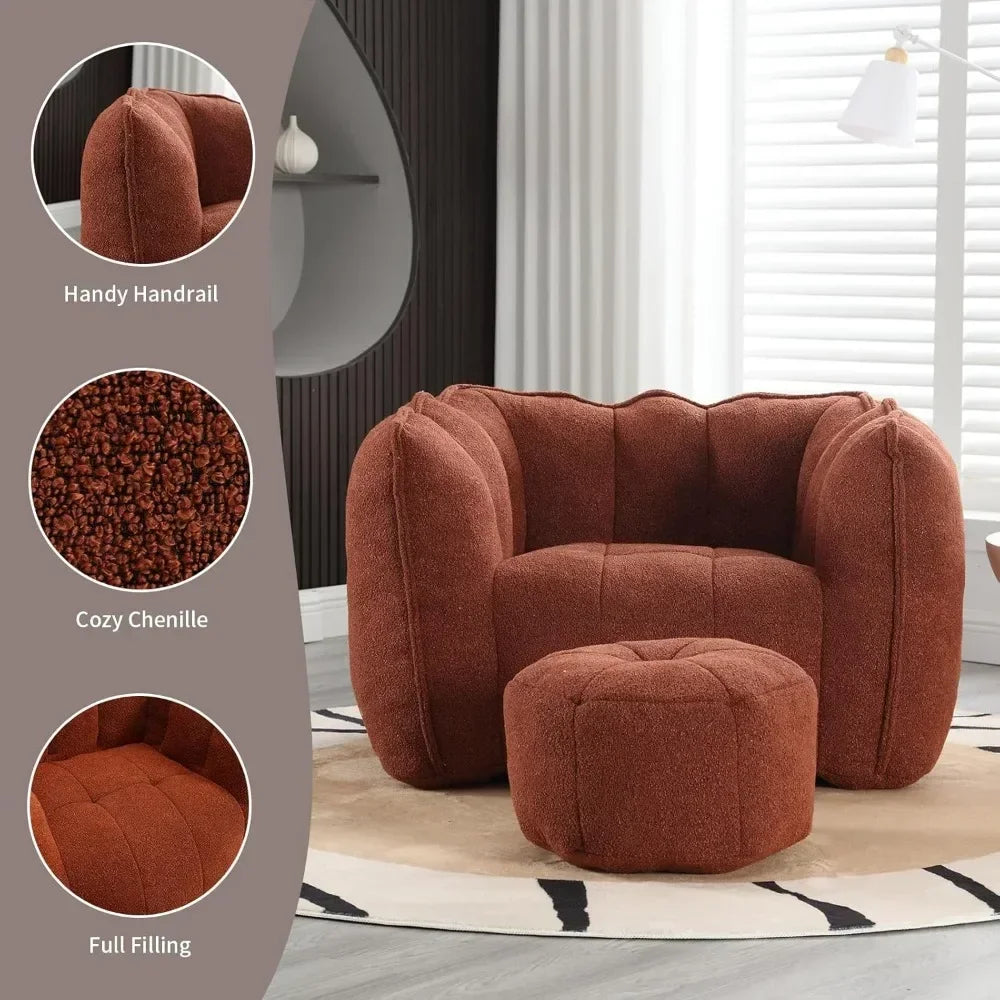 MARYAM Modern Tufted Chenille Bean Bag Sofa Chair – 36'' Wide