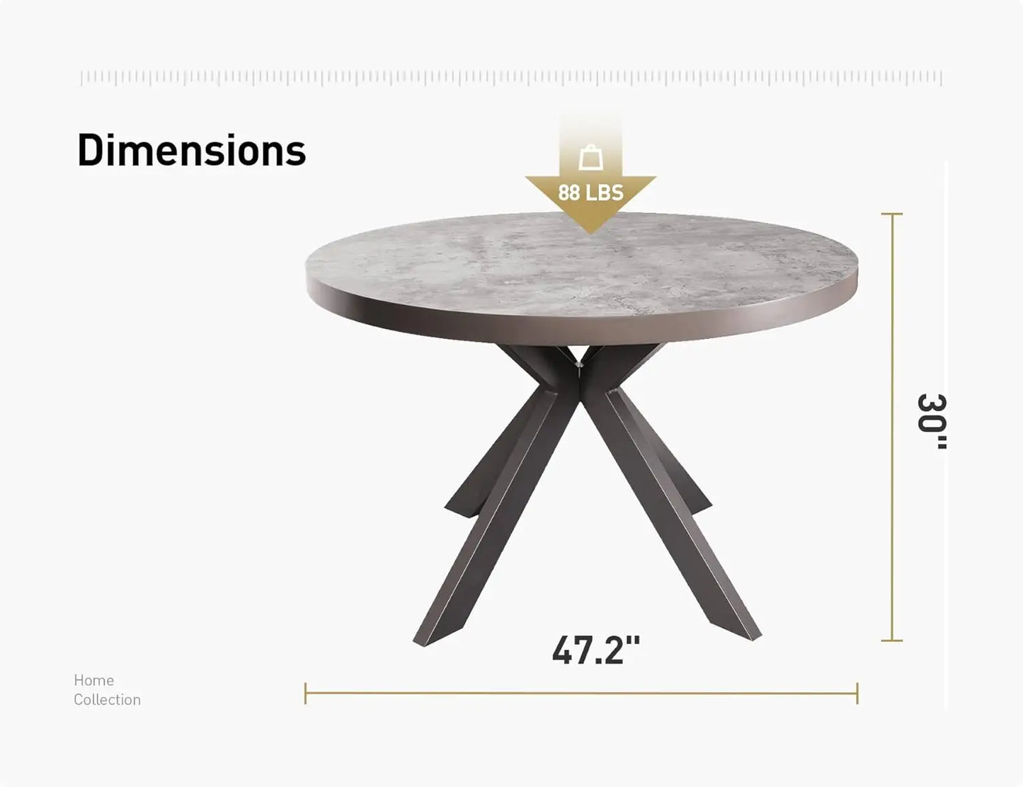 MARGARET Metro Modern Round Dining with Circle Kitchen Table - 47.2"W