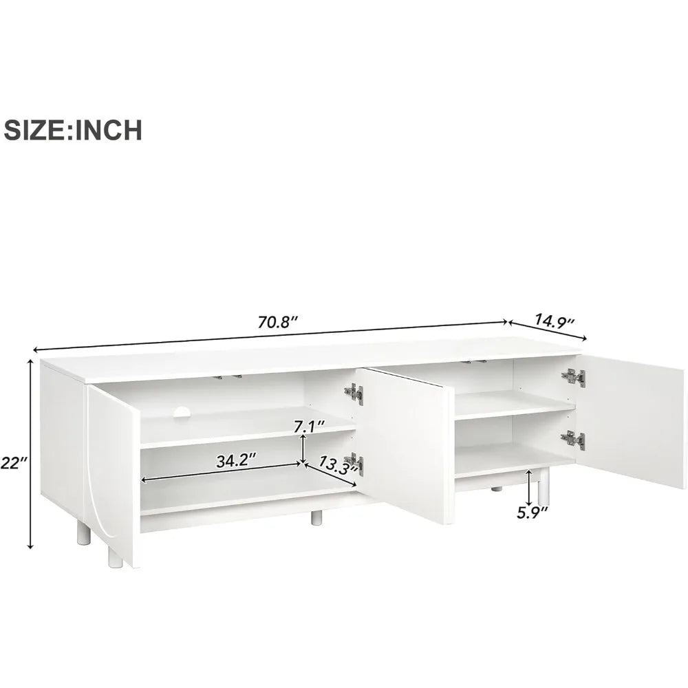 TV Cabinet.Modern TV Stand for 80"+ TV, 70" Wood TV Console with Arched Doors, Arch Entertainment Center with 2 Storage Cabinets