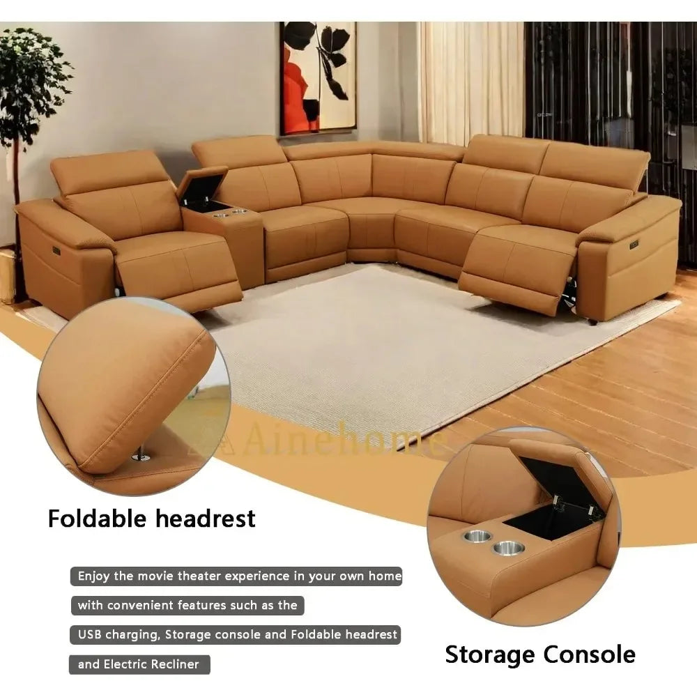 NORAH Modern Reclining Sectional Sofa with Console Storage – Sectional Couch – 225.5" W