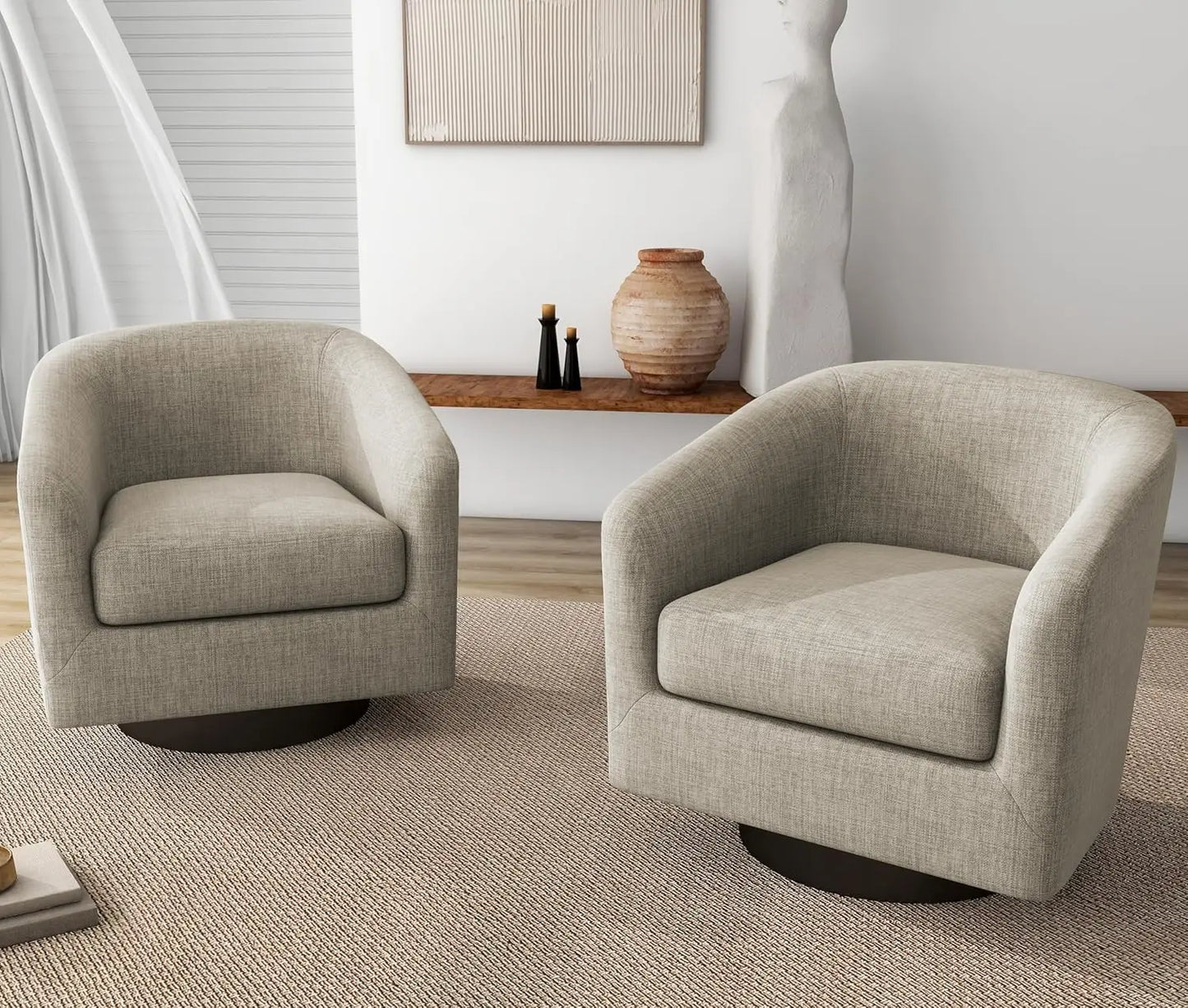 VINCENT Swivel Barrel Accent Chairs Set of 2 – Modern Armchair - 28.79" W