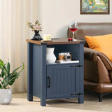 SERENA Farmhouse Nightstand Set of 2 with Charging Station - 18" Rustic Bedside Table with USB Ports & Storage