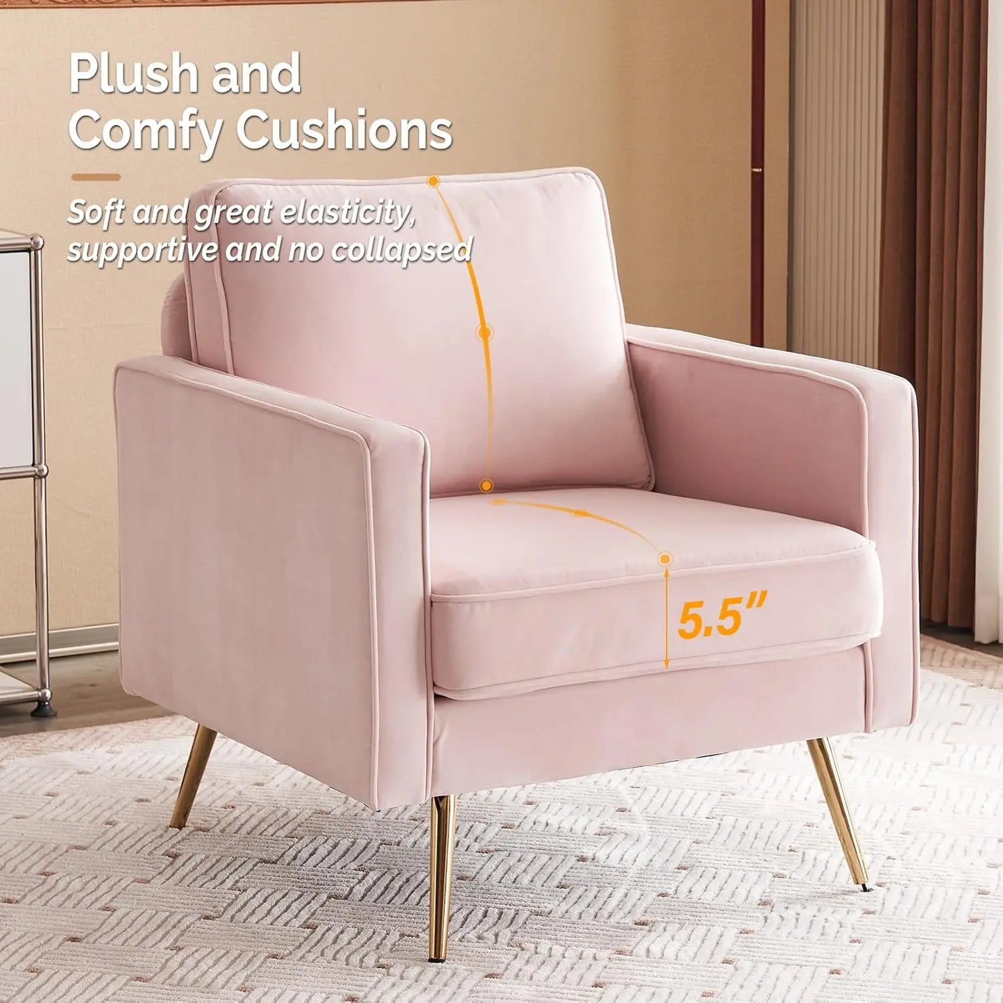 MAX Modern Velvet Accent Chair - Upholstered Armchair - 32.68" W
