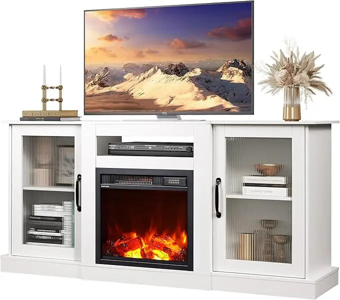GRACIE Avenmoor Modern Fireplace TV Stand – Entertainment Console, 58" Wide