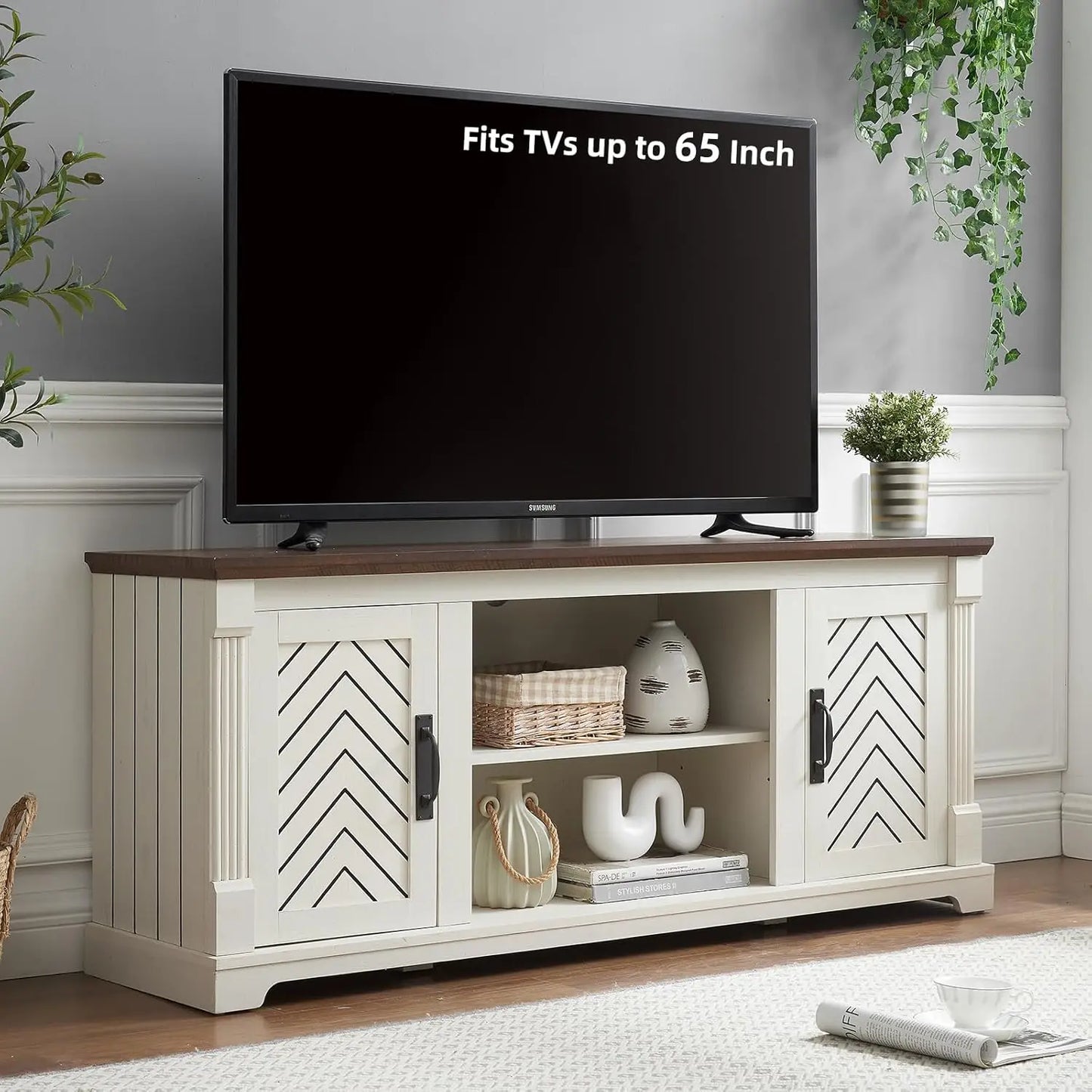 JOSE Farmhouse TV Stand with Barn Doors - 58" W