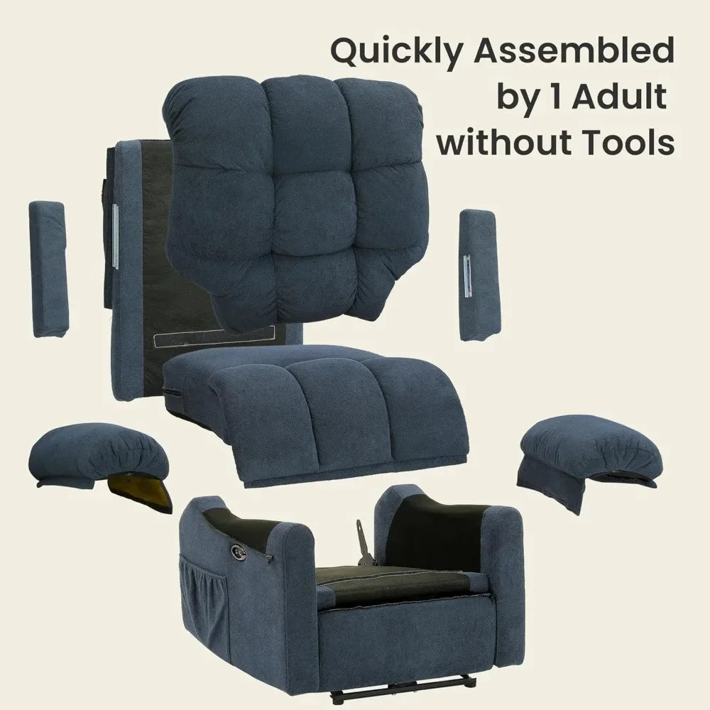 LYDIA Power Recliner Chair - Adjustable Electric Sofa with USB Port - 20.47" W
