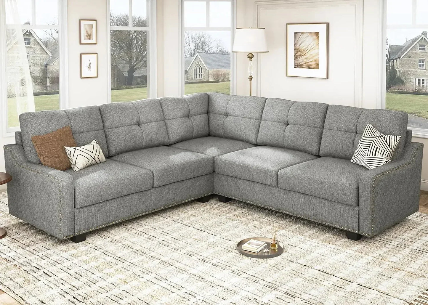 KATE Velvexa Modern Velvet Reversible Sectional Sofa | Convertible L-Shaped Couch – 82.7″ W
