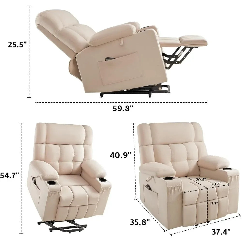 JAXSON Large Power Lift Recliner Chair for Adults, Electric Recliner Sofa with Cupholder, Modern Style - 37.4'' W