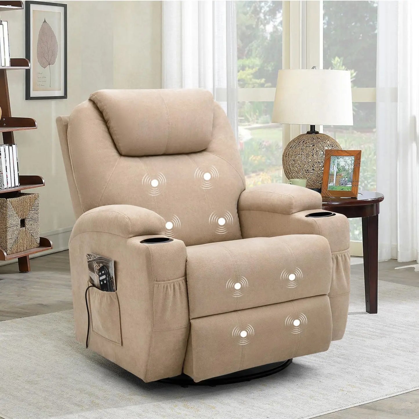 AUBREE Rocking Chair with Massage & Swivel - Ergonomic Lounge Sofa - 32" W