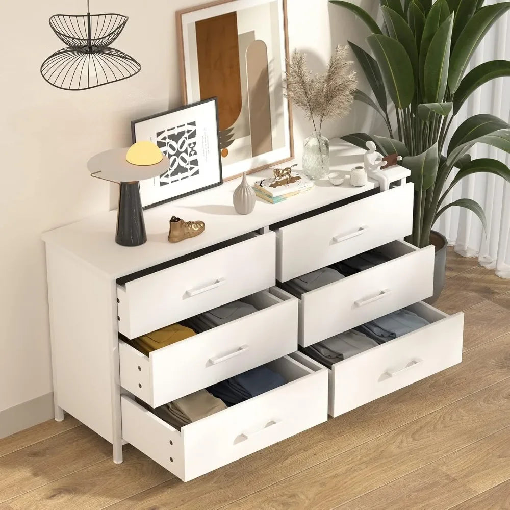 ARIEL Modern Minimalist 6-Drawer Dresser – Wide Storage Chest – 47.2''