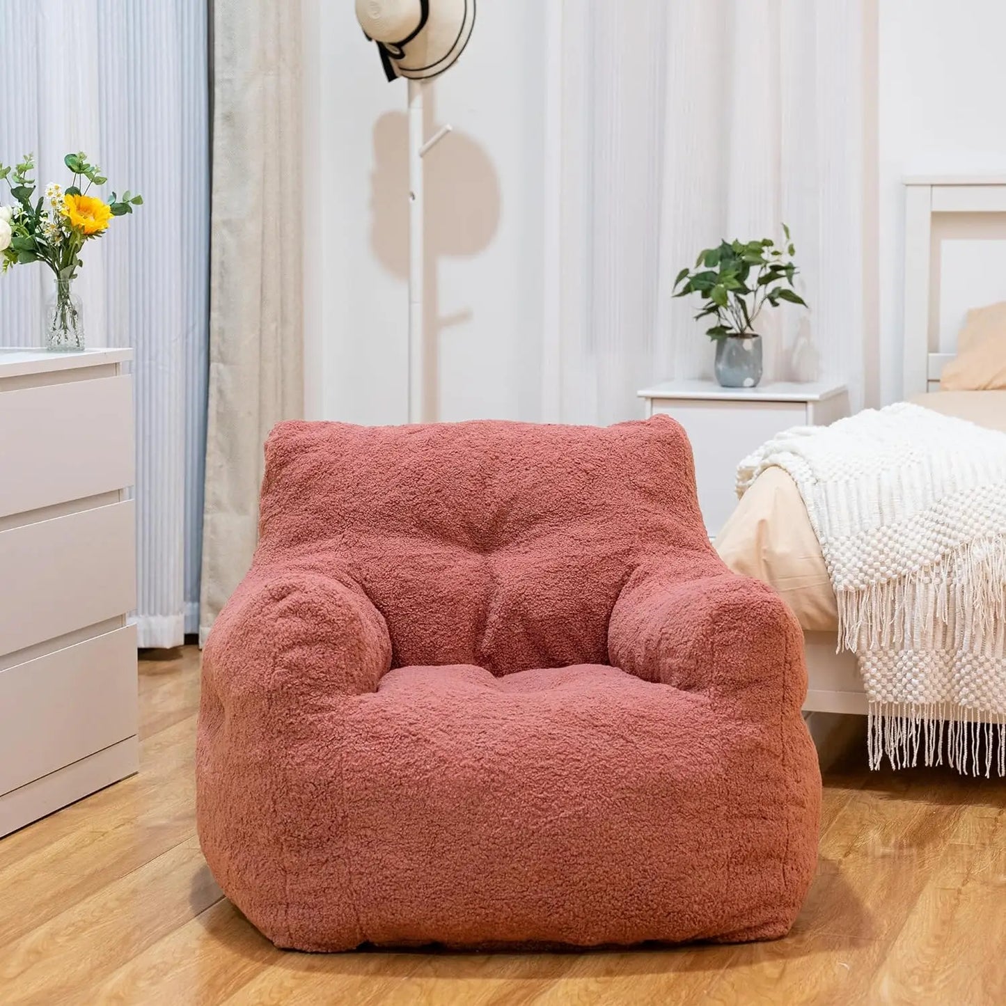 REMINGTON Selorra Tufted Sherpa Bean Bag Chair - Cozy Lounge Style - 34.25"W
