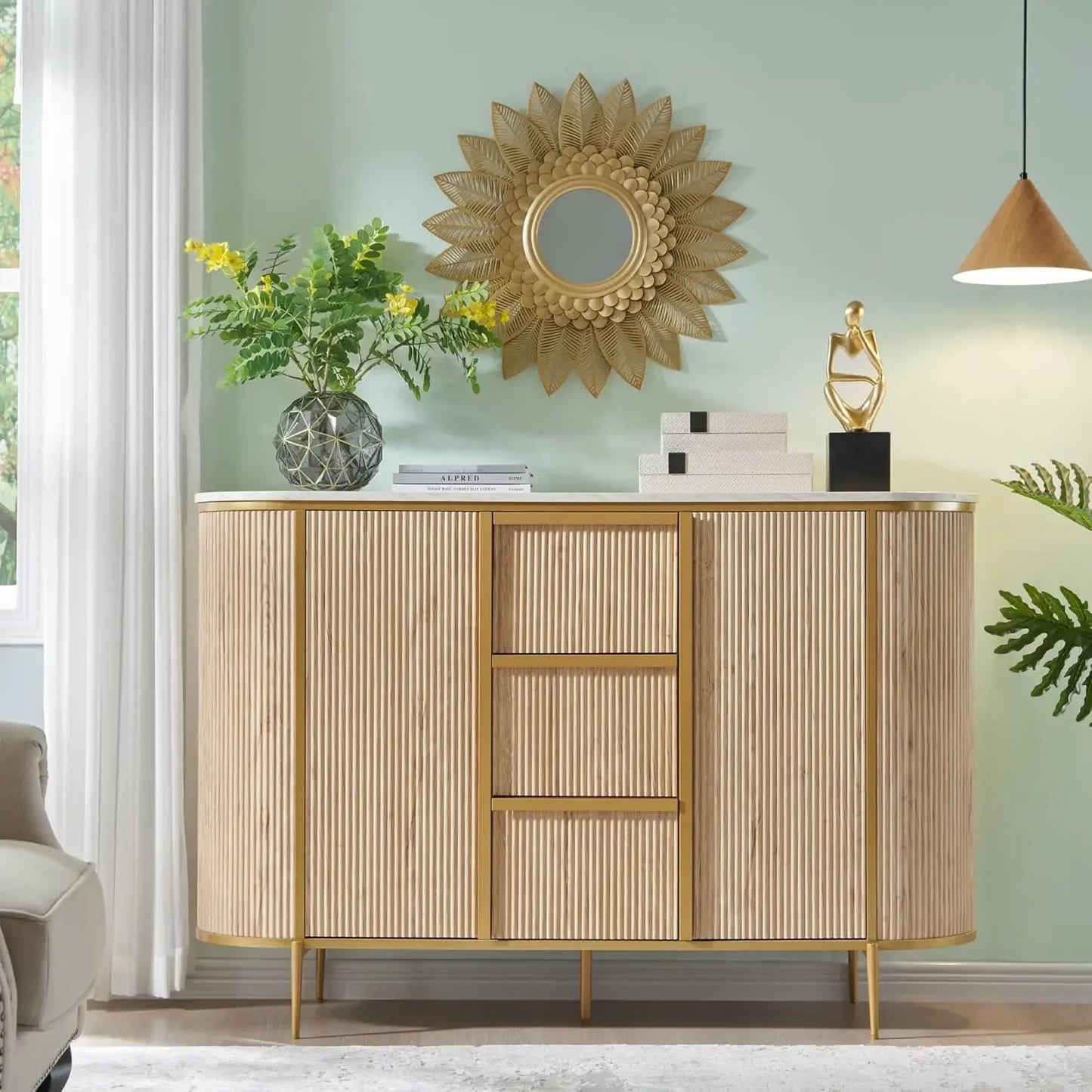 CAMERON Modern Fluted Sideboard Console Table – 54" W