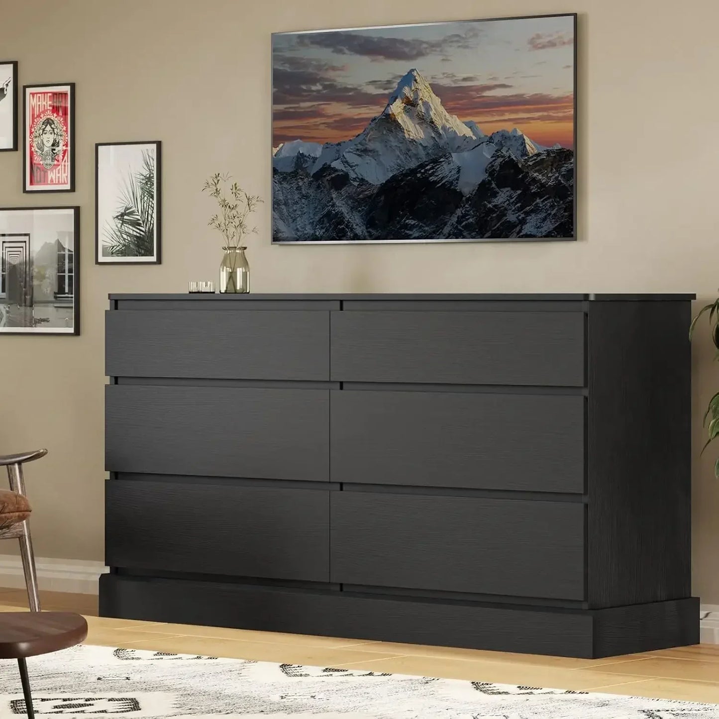GIA Modern Minimalist 6-Drawer Wooden Dresser – Wide Storage Chest | 51.5'' W