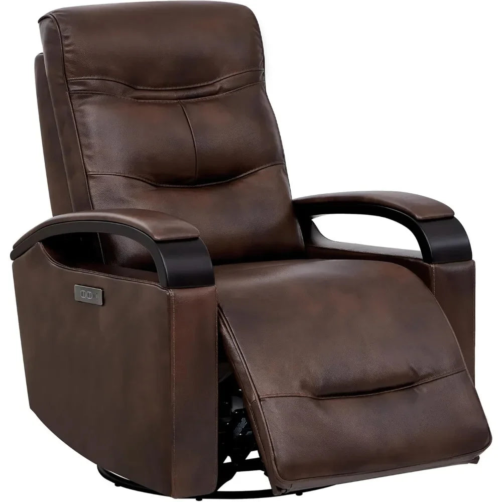 FAITH Genuine Leather Power Swivel Glider Rocker Recliner with USB Ports-31.5" W