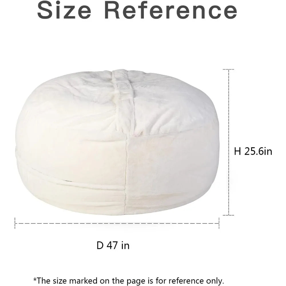 SAIGE LuxeFur 4FT Faux Fur Bean Bag Cover – Plush Lounge Chair Style | 47'' W