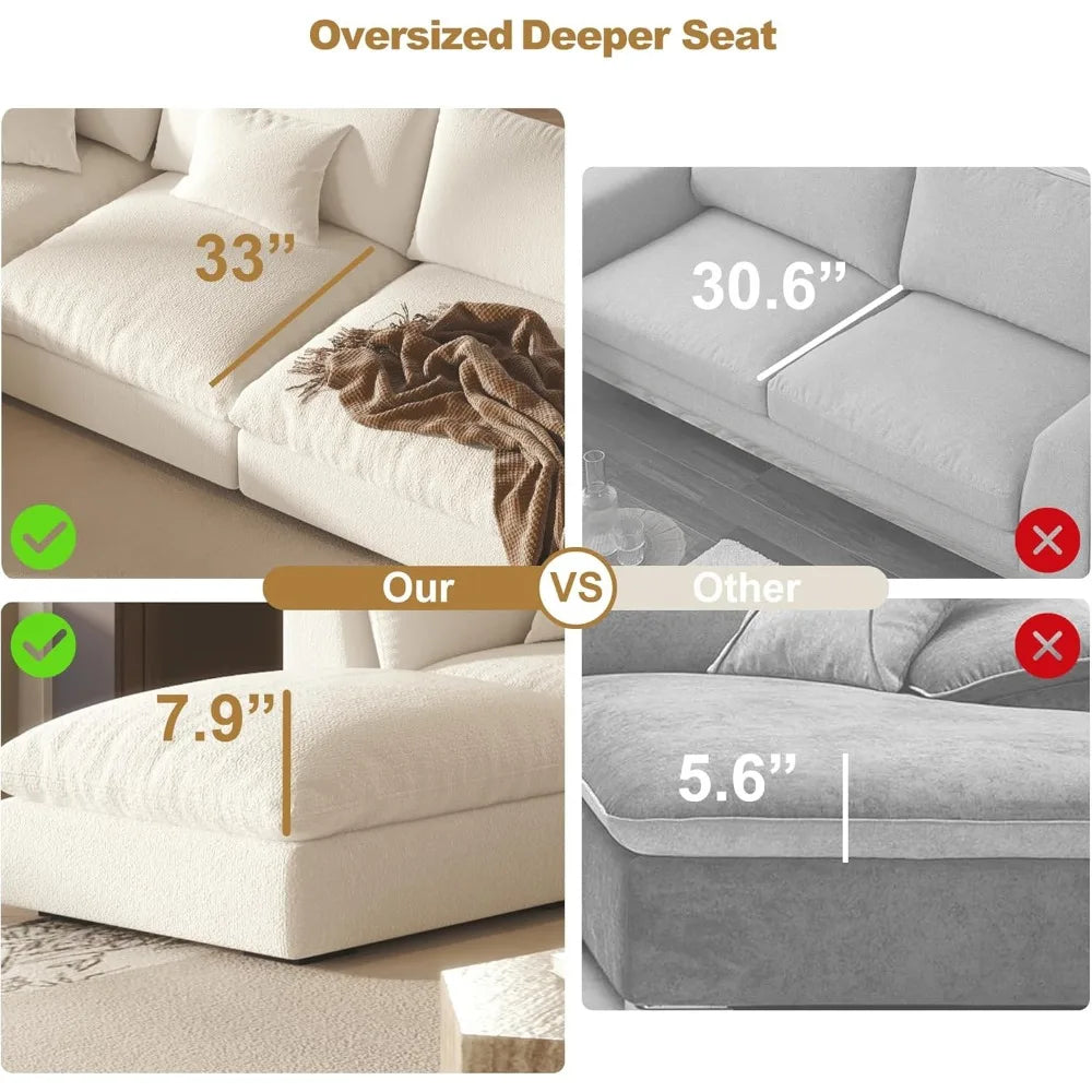ZACHARY Modular Sectional Sofa - Cloud-Inspired Oversized Deep Seat Couch - 163"