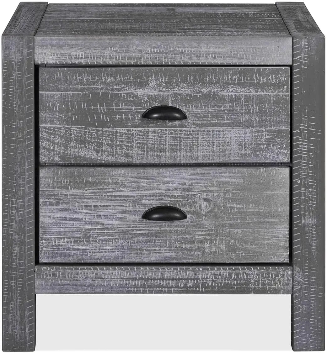 ITZEL Montauk Rustic 2-Drawer Solid Wood Nightstand - 24'' W