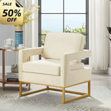 RYDER Modern Style Accent Chair – Velvet Upholstered Armchair with Gold Metal Base- 29" W