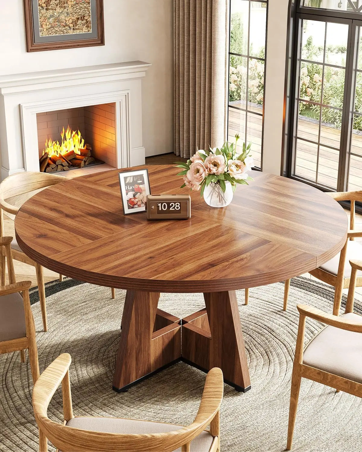 ISABELLA Modern Farmhouse Round Dining Table – 47.24"W