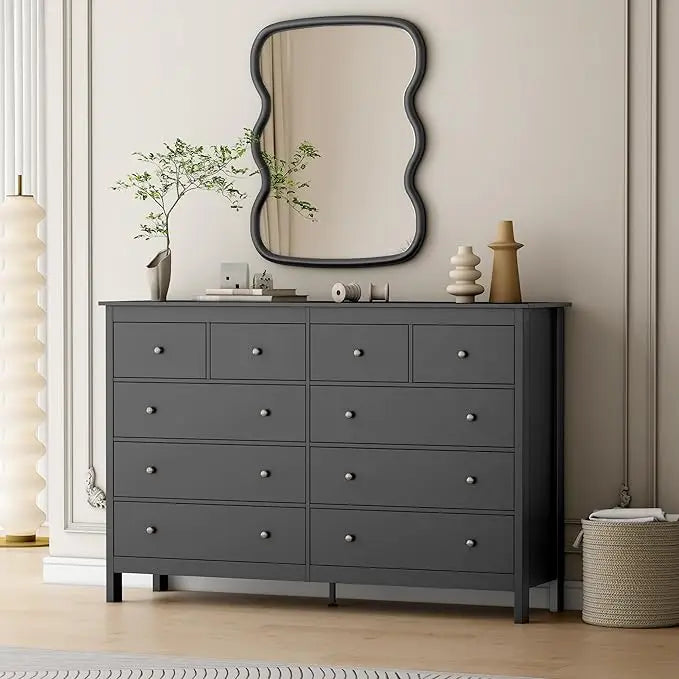 GABRIELA Modern 10-Drawer Wide Dresser – Elegant Storage Chest – 55"