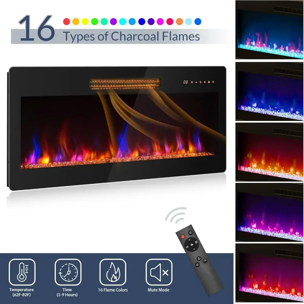 ASHLEY LED Light Entertainment Center, Electric Fireplace with Storage- 70" W