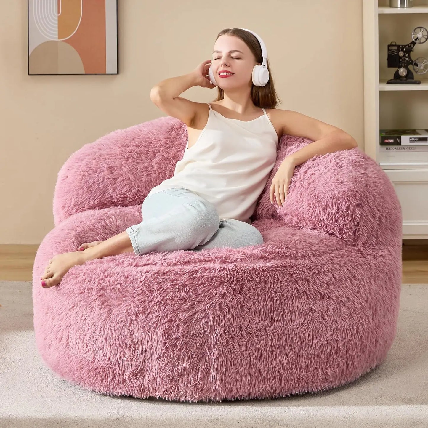 KIRA Modern Faux Fur Bean Bag Chair – Lounge Sofa Style | 39.6'' W