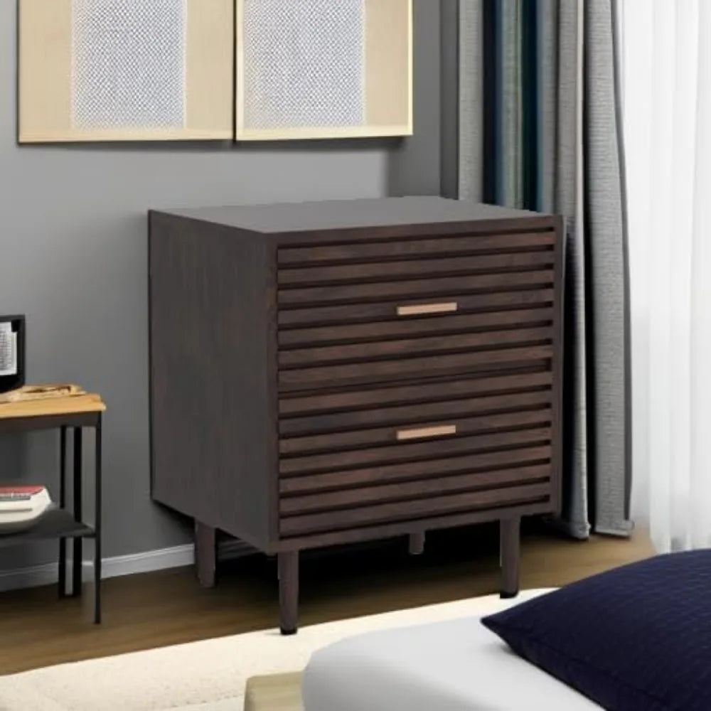 RORY Modern Wooden Bedside Table with 2 Drawers - 19"