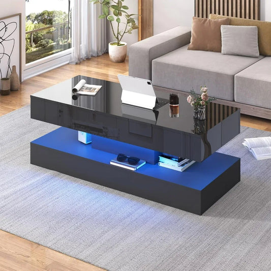 NAOMI Nevalux LED High Gloss Coffee Table – 47.25" W