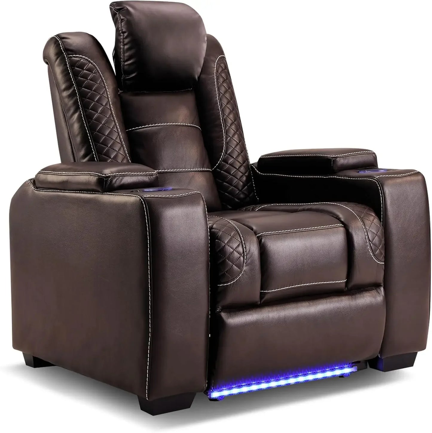 JOCELYN PU Reclining Sofa with Powered Headrest – 40" W