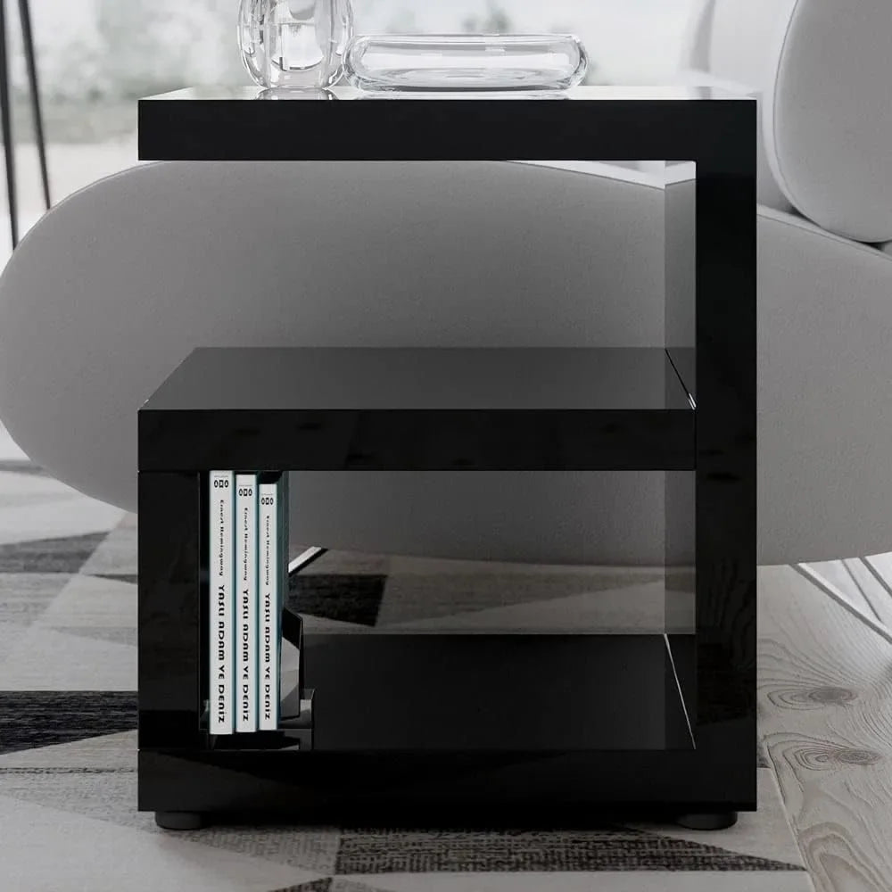 THEA Jayden High Gloss Modern Side Table - 20'' Wide