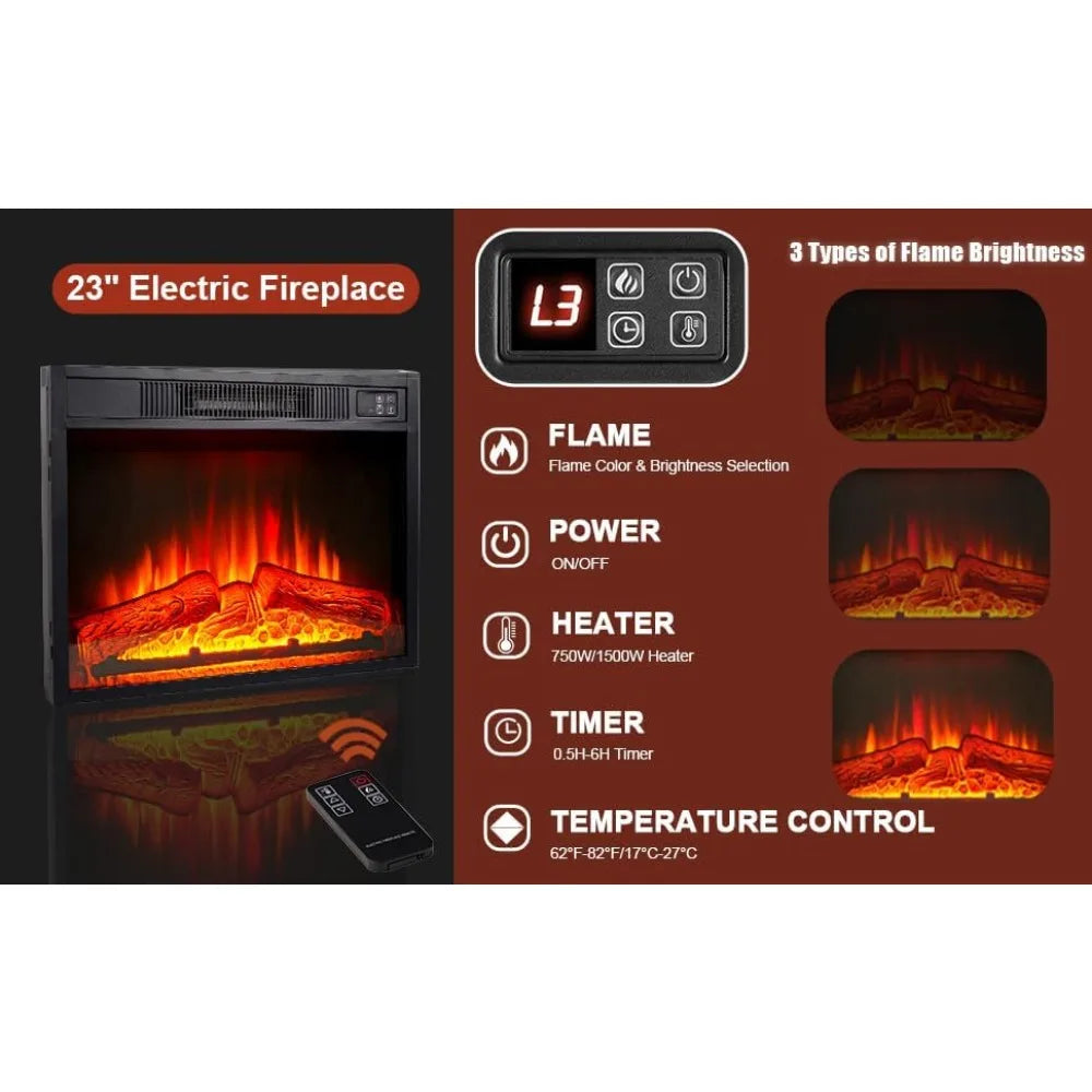 72" Fireplace Modern Entertainment Center with Storage, Delicate Three-Dimensional Molding with Remote Control for Living Room