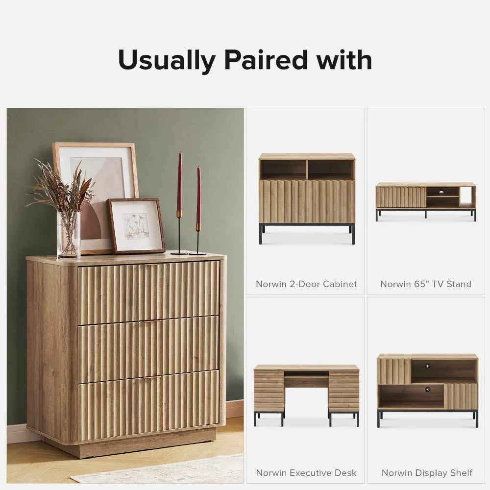 MABEL Modern 3 Drawer Dresser - 31.5" Wide Chest of Drawers