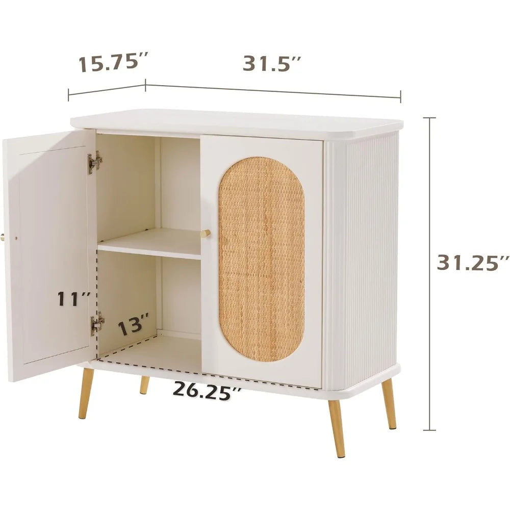 MEADOW Boho Rattan 3-Drawer Dresser - Farmhouse Wooden Storage Cabinet 26"W