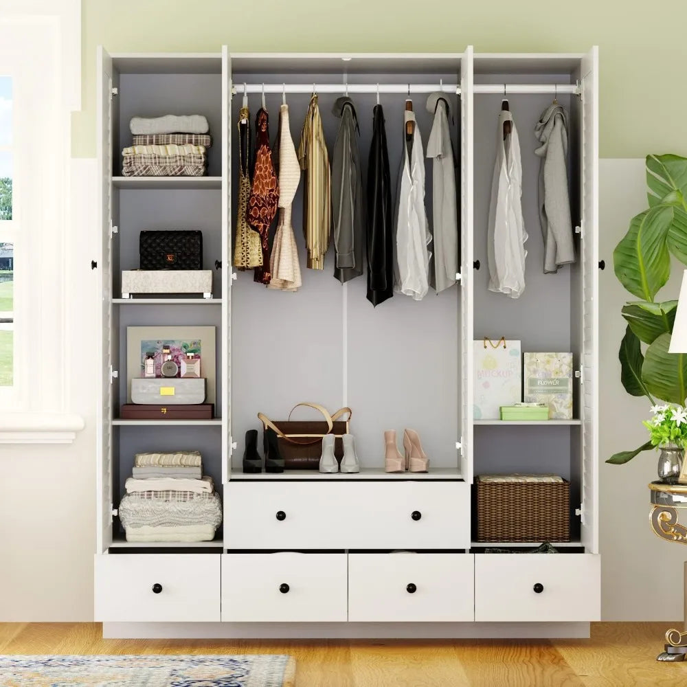 ALAYAH Wide Wooden Storage Closet with Drawers & Shelves