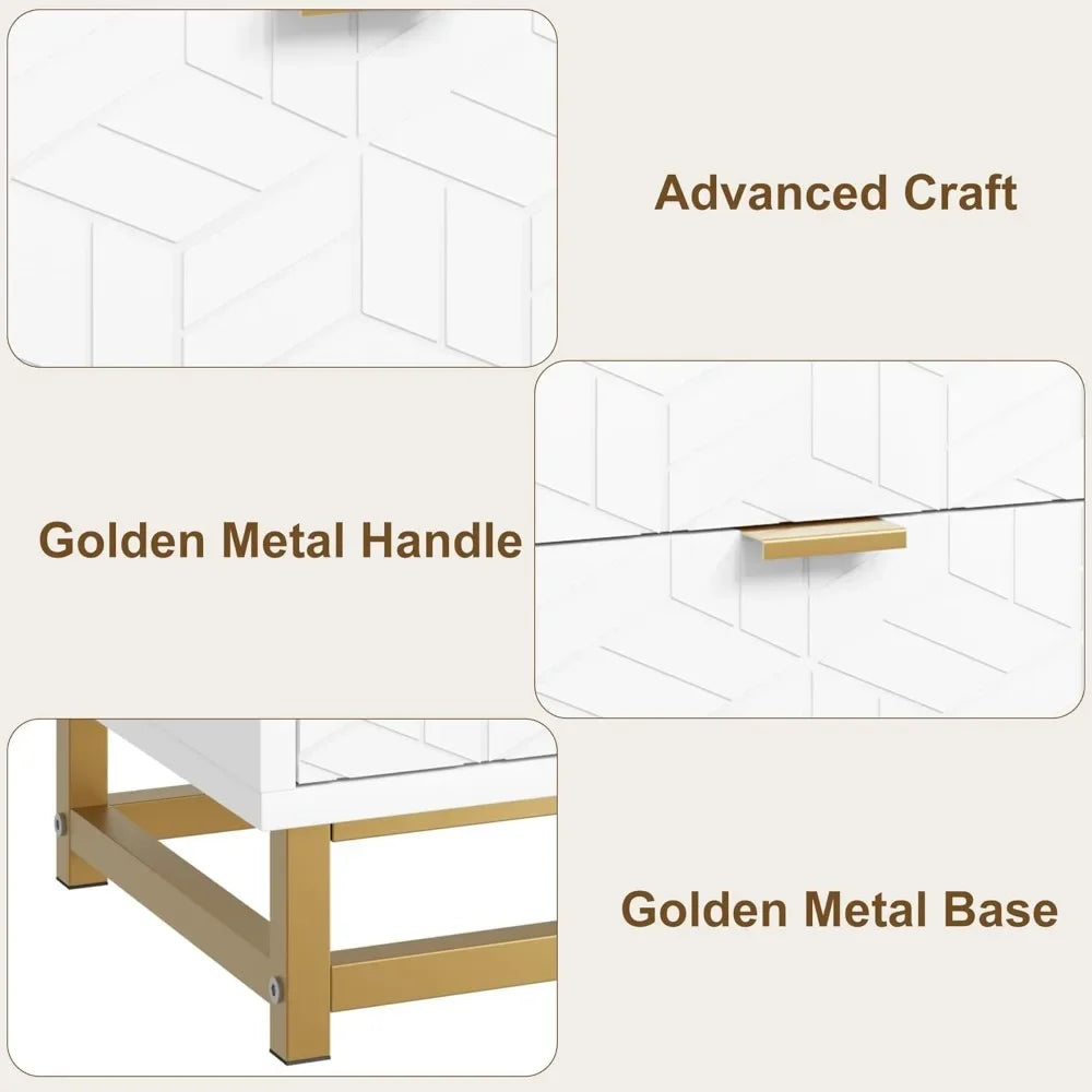 EVANGELINE Modern Geometric 7-Drawer Dresser - 53.5" Wide Storage Chest with Gold Metal Legs
