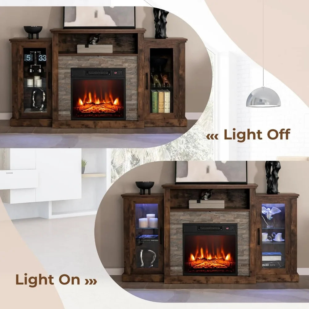 ENESIS LED Lights and APP Control, Wooden Entertainment Center - 59" W