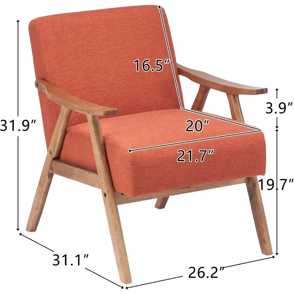 ANDREA Solara Retro Mid-Century Accent Lounge Chairs Set – 21.7" W