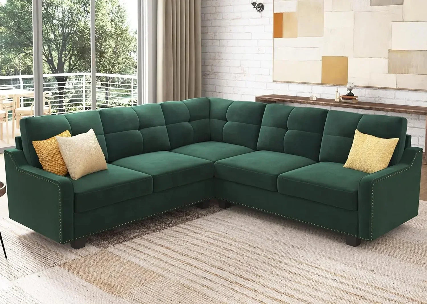 KATE Velvexa Modern Velvet Reversible Sectional Sofa | Convertible L-Shaped Couch – 82.7″ W
