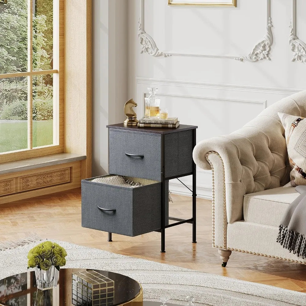 AURELIA Modern Minimalist 2-Drawer Fabric Nightstand - 15.7'' Wide