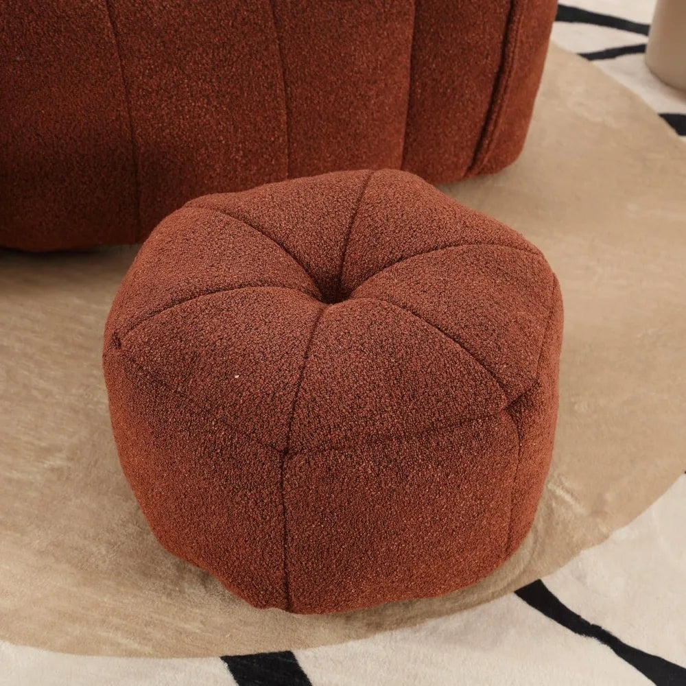 RAEGAN Nuvella Square Chenille Bean Bag Chair with Footstool - 33.5'' Wide, Cozy Lounge Sofa for Adults