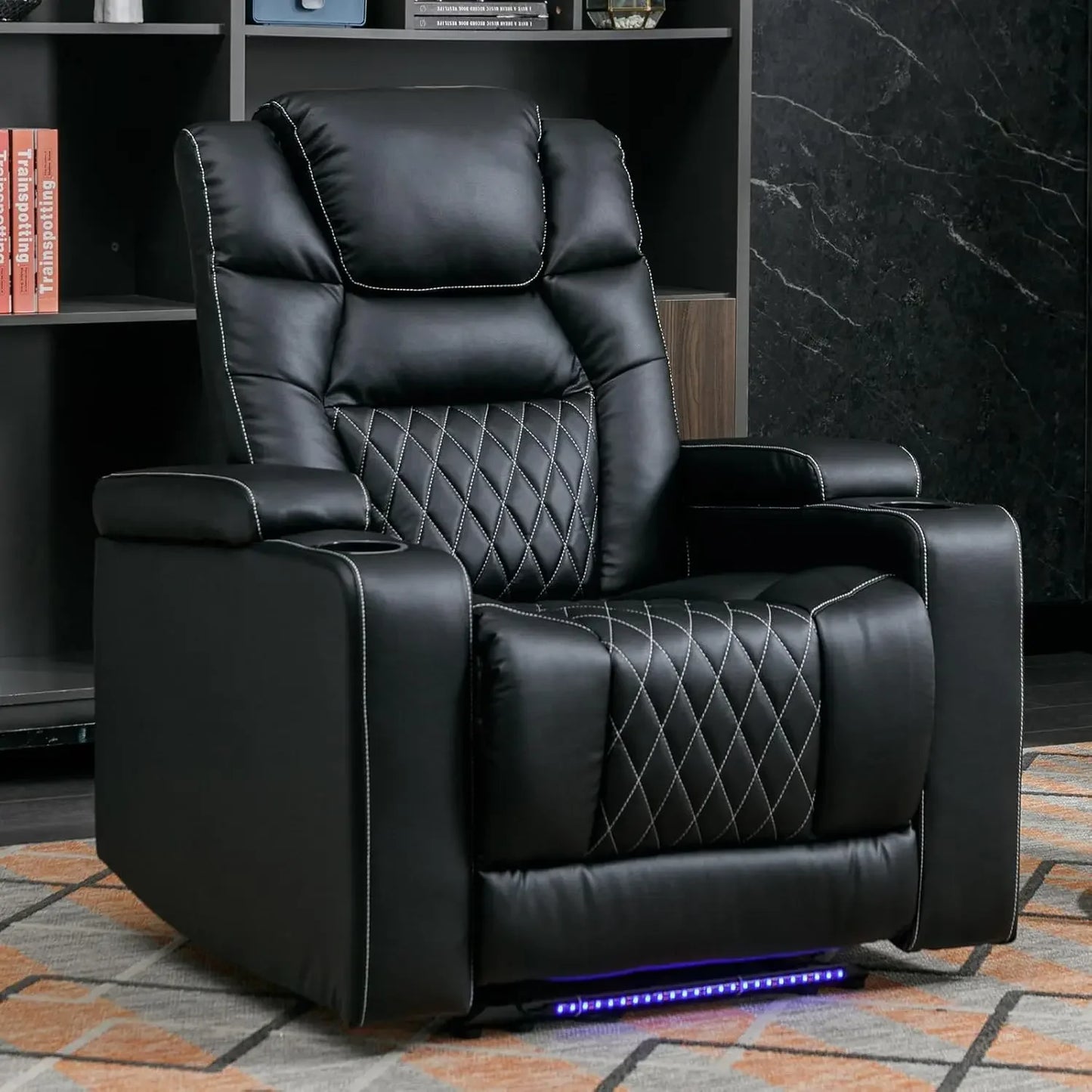 JOCELYN PU Reclining Sofa with Powered Headrest – 40" W