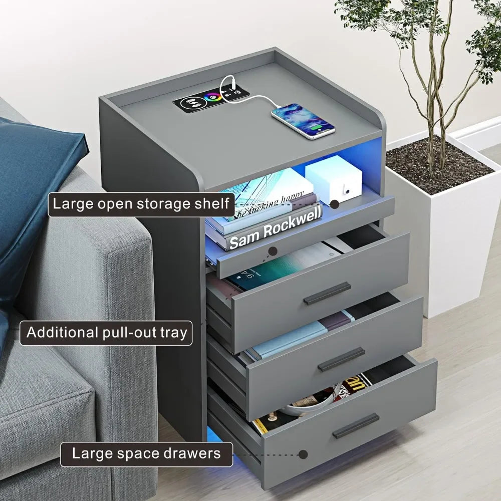 TRINITY Smart Nightstand with RGB Lights & Wireless Charging