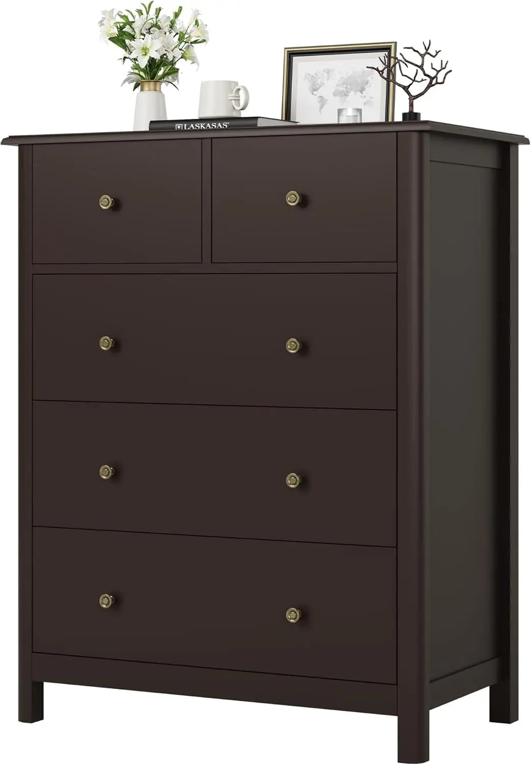 LENNON Classic 5-Drawer Wooden Dresser - Minimalist Tall Storage Chest - 29''