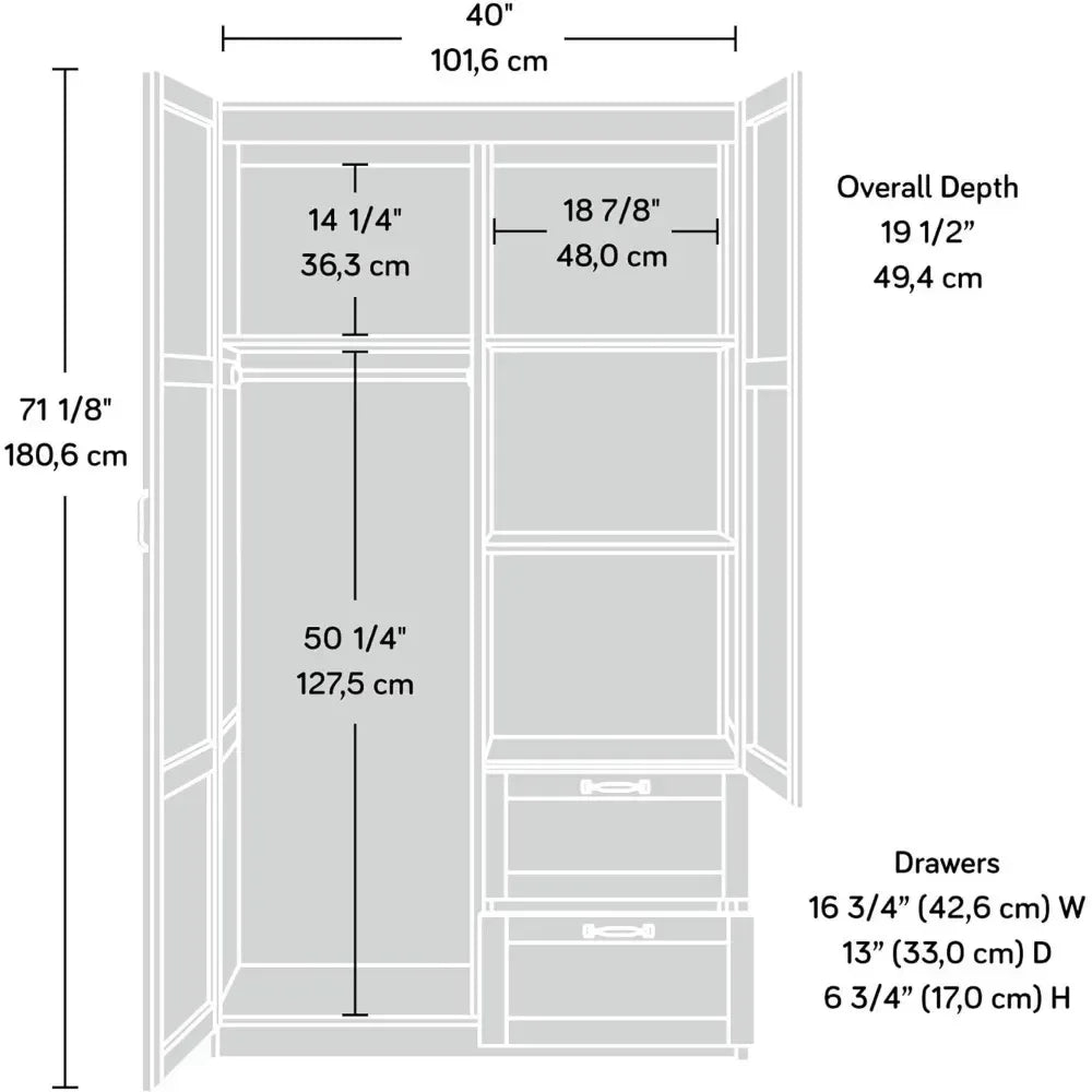 ROSIE Cinnamon Cherry Wooden Wardrobe Cabinet with Drawers – 40'' W