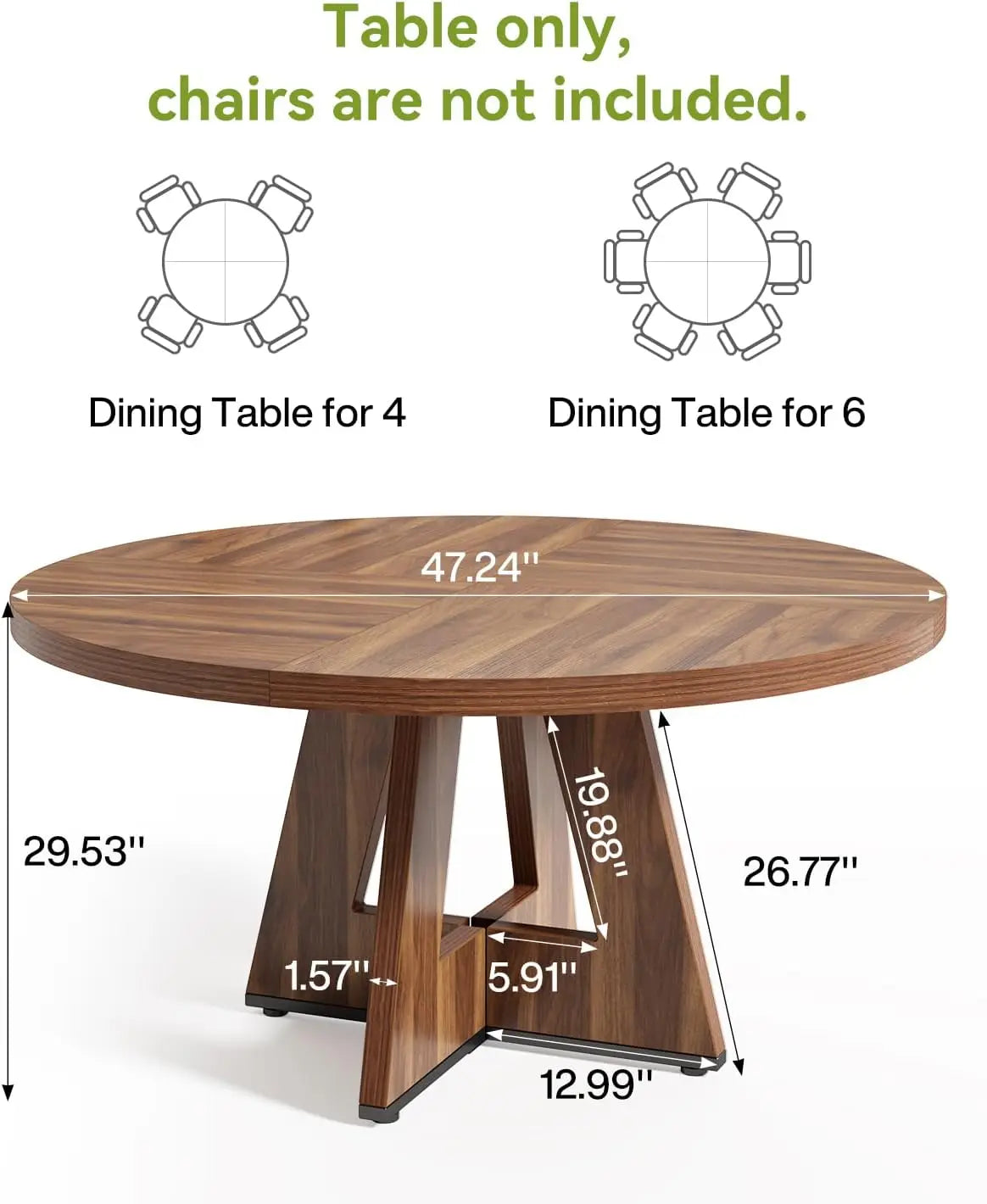 ISABELLA Modern Farmhouse Round Dining Table – 47.24"W