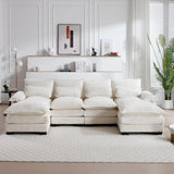 NAOMI Cloud Haven Modern U-Shaped Sectional Sleeper Sofa – Chenille Fabric Couch – 110.63"W