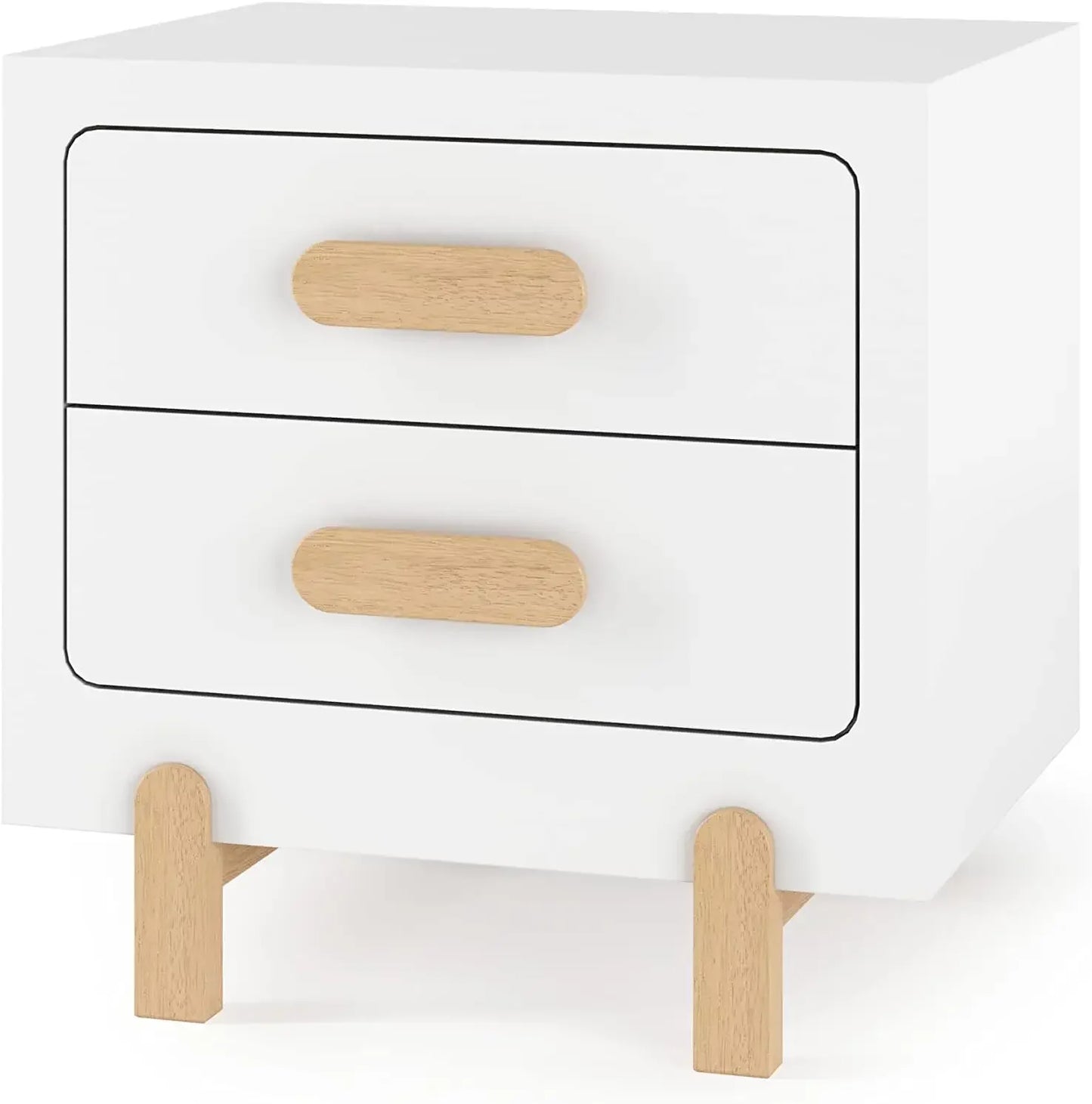 ANGELINA Modern Black 19" Wide Wooden Nightstand – Minimalist 2-Drawer Bedside